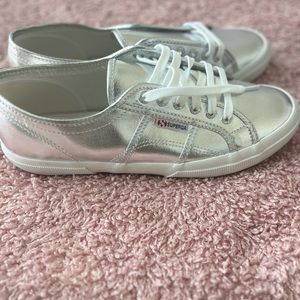 Superga silver sneakers never worn! NWT